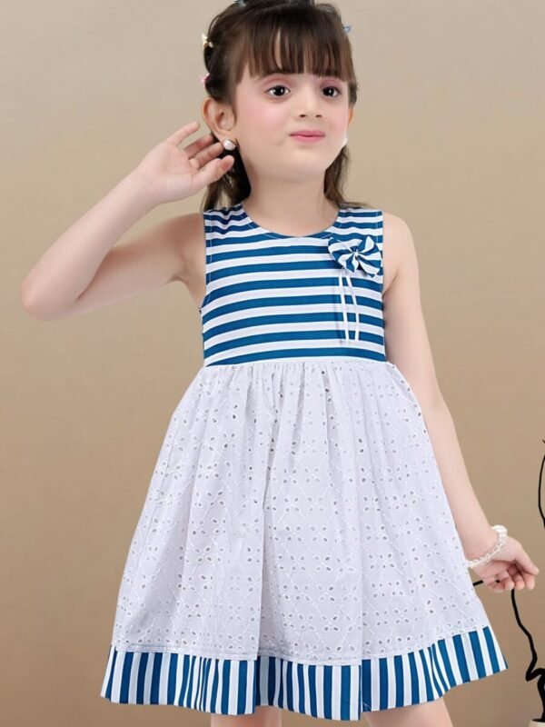 Blue / White Knee Length Casual Dress