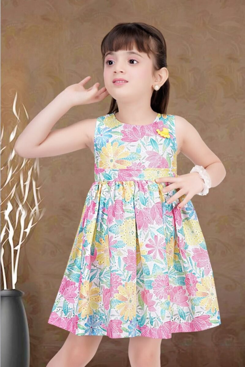 Floral Printed Flare Dress with Cotton Knee-Length