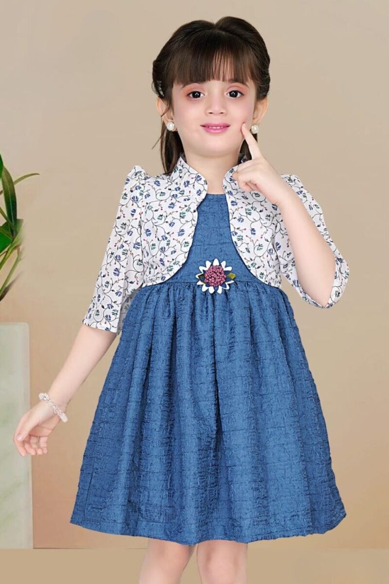 Baby Girl Casual Top Dress with Jacket (Blue)