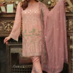 Latest Georgette Pakistani Salwar Kameez With Heavy Work Contrast Dupatta-1