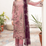 Light Pink Georgette Pakistani Salwar Kameez Embroidered With Attractive Contrast Dupatta-1