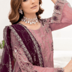 Light Pink Georgette Pakistani Salwar Kameez Embroidered With Attractive Contrast Dupatta-1