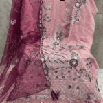 Light Pink Georgette Pakistani Salwar Kameez Embroidered With Attractive Contrast Dupatta-1