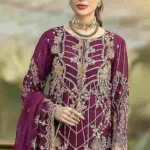 Light Wine Georgette Pakistani Style Ethnic Wear Salwar Kameez With Heavy Net Dupatta Work-1