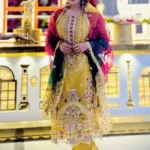 Mustard Wedding Wear Pakistani Salwar Kameez With Multicolor Dupatta Work-6