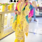 Mustard Wedding Wear Pakistani Salwar Kameez With Multicolor Dupatta Work-6