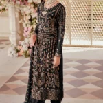 Pakistani Salwar Kameez Black In Golden Embroidery With Beautiful Dupatta-1