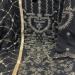 Pakistani Salwar Kameez Black In Golden Embroidery With Beautiful Dupatta-1