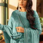 Pakistani Salwar Kameez Mint Green Designer With Heavy Embroidery Dupatta Work-1