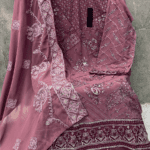 Pakistani Salwar Kameez Rose Pink Designer With Heavy Embroidery Dupatta Work-1