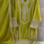 Ready To Wear Trendy Pakistani Pista Heavy Silk Chinon Tunic Style With Lovely Dupatta Work-1