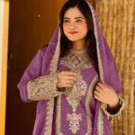 Ready To Wear Trendy Pakistani Purple Heavy Silk Chinon Tunic Style With Lovely Dupatta Work