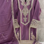 Ready To Wear Trendy Pakistani Purple Heavy Silk Chinon Tunic Style With Lovely Dupatta Work