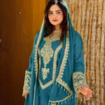 Ready To Wear Trendy Pakistani Rama Heavy Silk Chinon Tunic Style With Lovely Dupatta Work -4