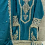 Ready To Wear Trendy Pakistani Rama Heavy Silk Chinon Tunic Style With Lovely Dupatta Work -4