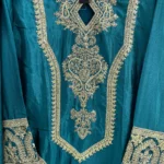 Ready To Wear Trendy Pakistani Rama Heavy Silk Chinon Tunic Style With Lovely Dupatta Work -4