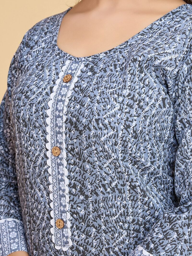 Luish Womens Grey Printed Kurta Set with Dupatta - Image 6