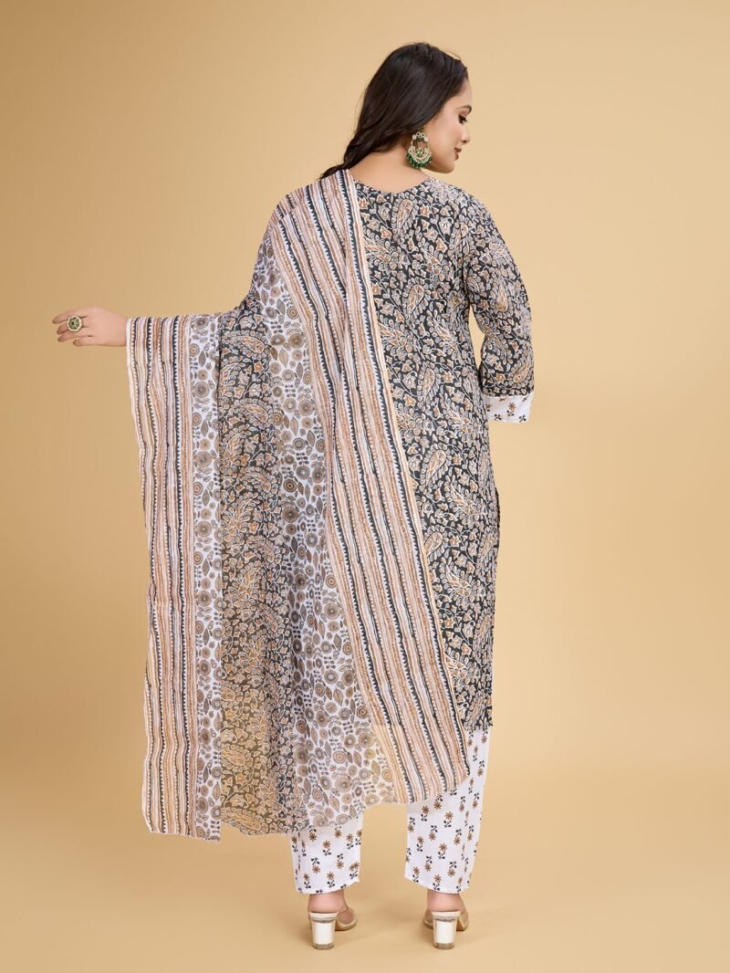 Luish Brown Women Printed Kurta Set with Dupatta - Image 7