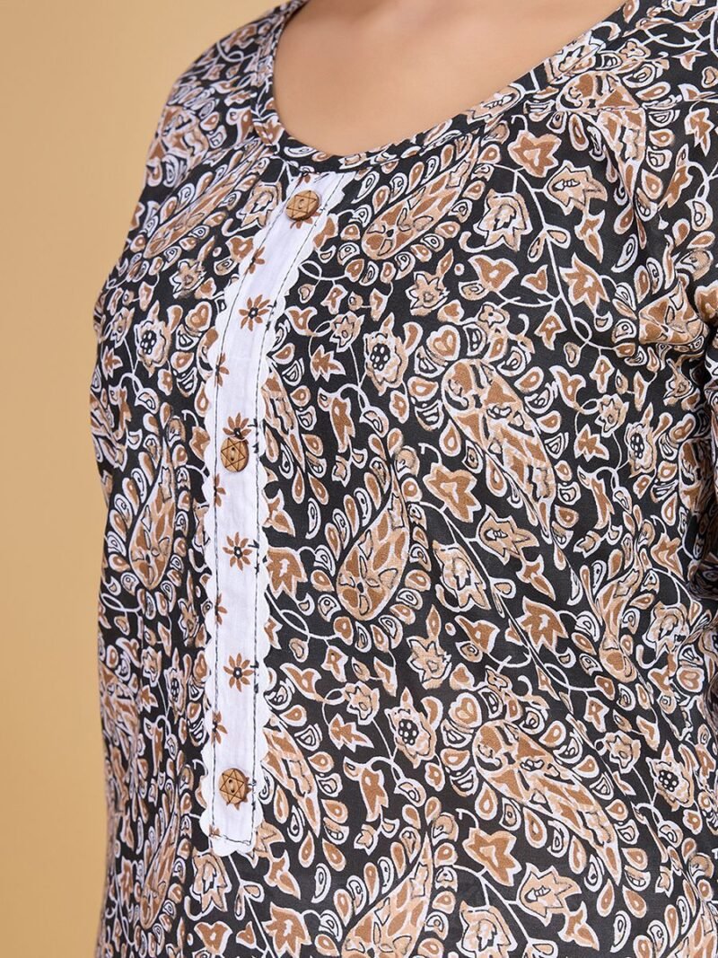 Luish Brown Women Printed Kurta Set with Dupatta - Image 5