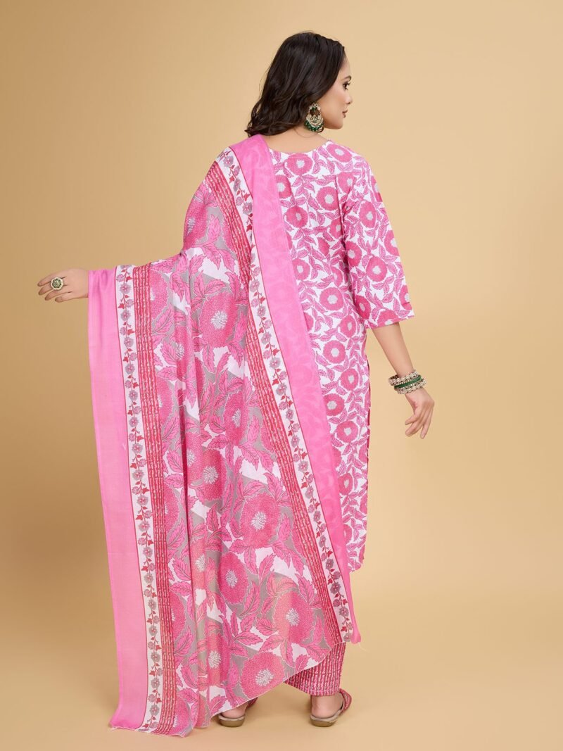 Pink Women Printed Ethnic Dress Kurta with Dupatta - Image 2