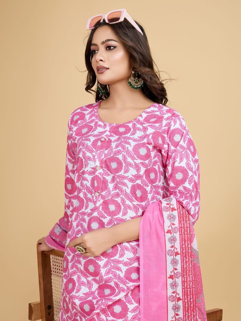 Pink Women Printed Ethnic Dress Kurta with Dupatta - Image 5