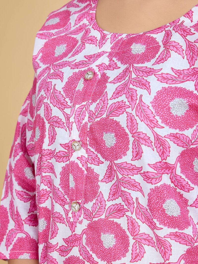 Pink Women Printed Ethnic Dress Kurta with Dupatta - Image 6