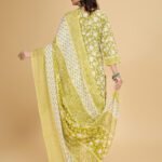 Luish Womens Yellow Floral Printed Kurta Set with Dupatta