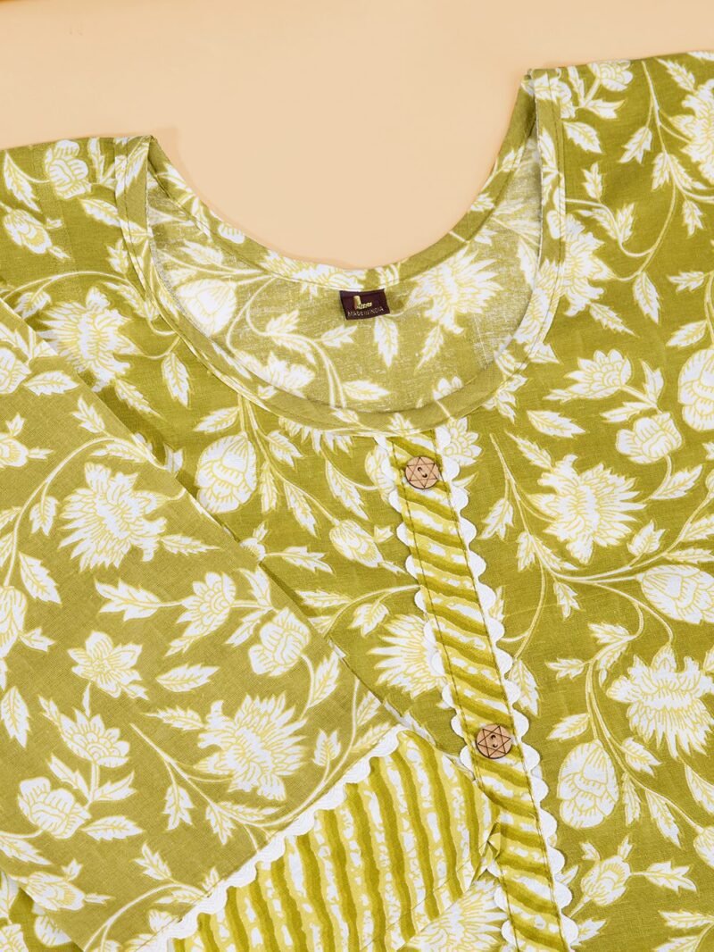 Luish Womens Yellow Floral Printed Kurta Set with Dupatta - Image 7