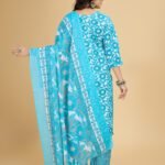 Luish Womens Turquoise Floral Printed Kurta Set with Dupatta