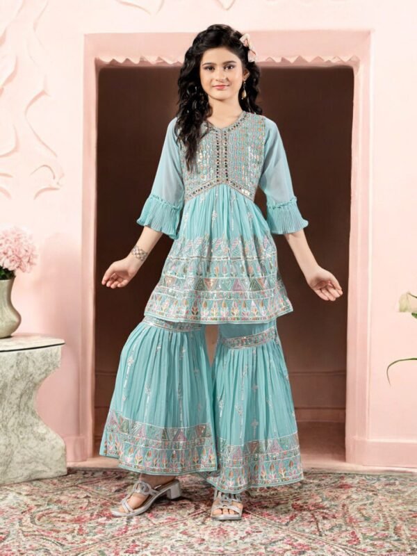 Girls Firozi Aliya Gharara