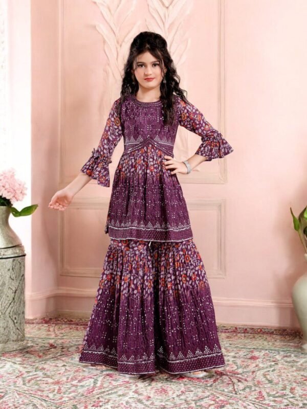 Girls Wine Aliya Crush Gharara