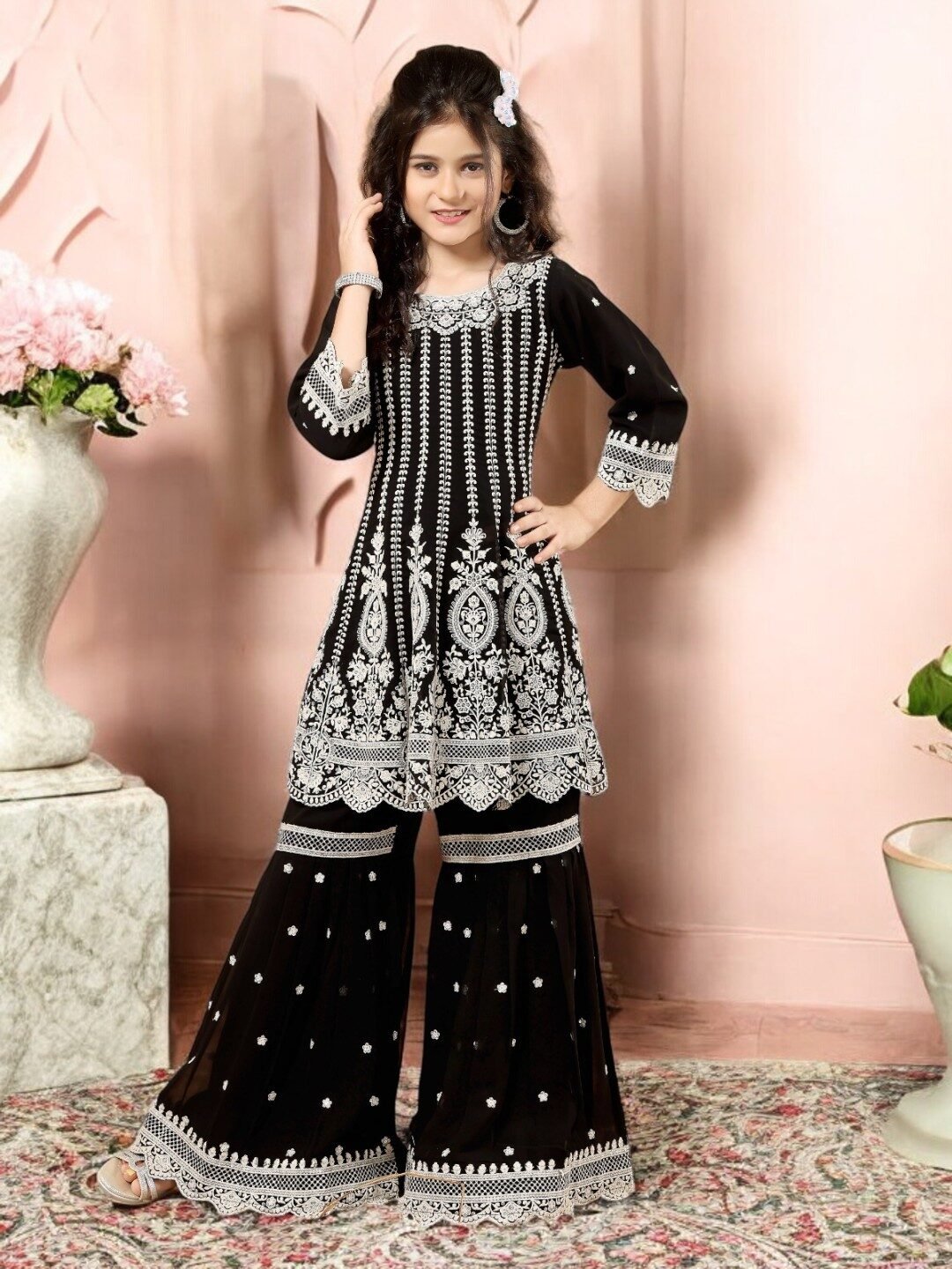 Girls Black Kali Gharara