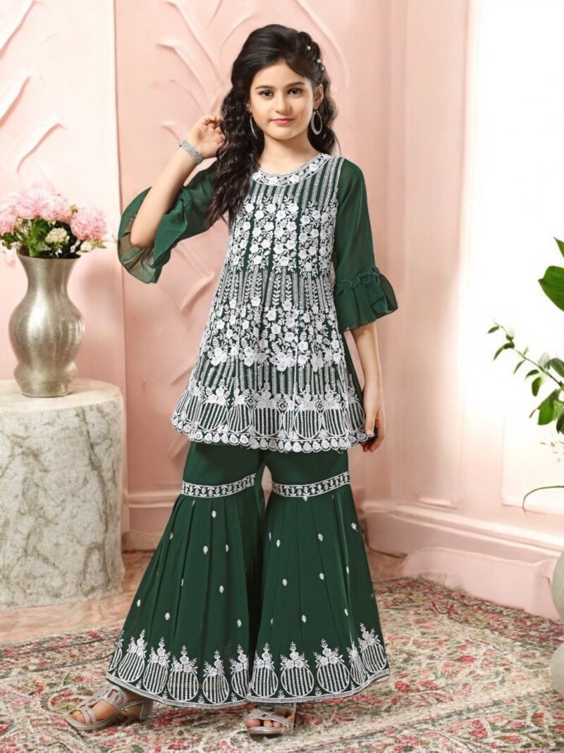 Girls Green Kali Gharara