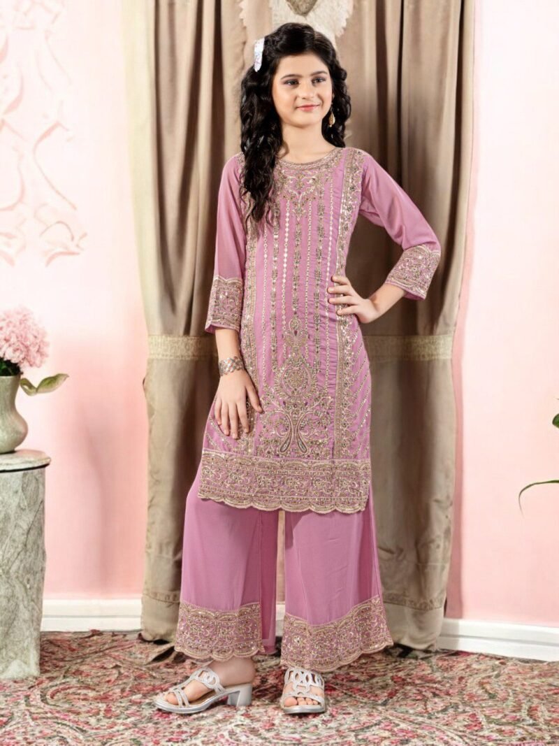 Girls Pink Karachi Plazo Style