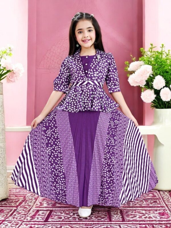 Girls Purple Bloom Gown